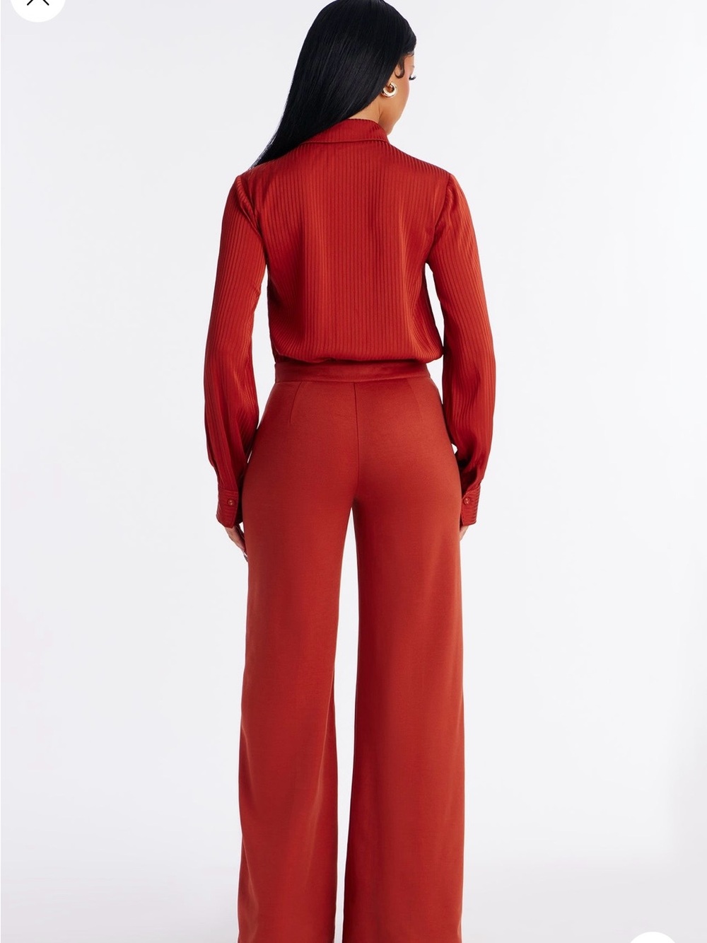 Fashion Nova Red Ribbed Button-Front Jumpsuit - Picture 2 of 2